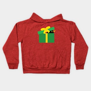 Cute Blackbird Peeking Out Of A Gift Box Kids Hoodie